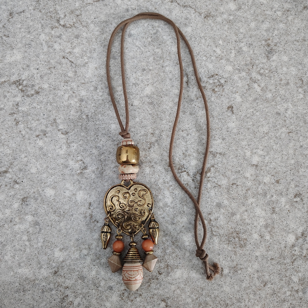 Bohemian Gold and Brown Pendant Necklace